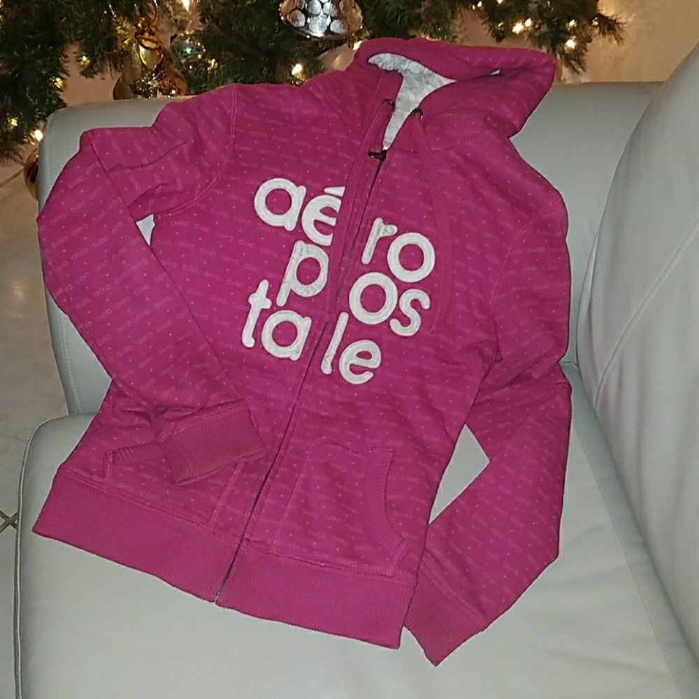 Aeropostale Hot Pink Zip- Up Jacket with Hoodie